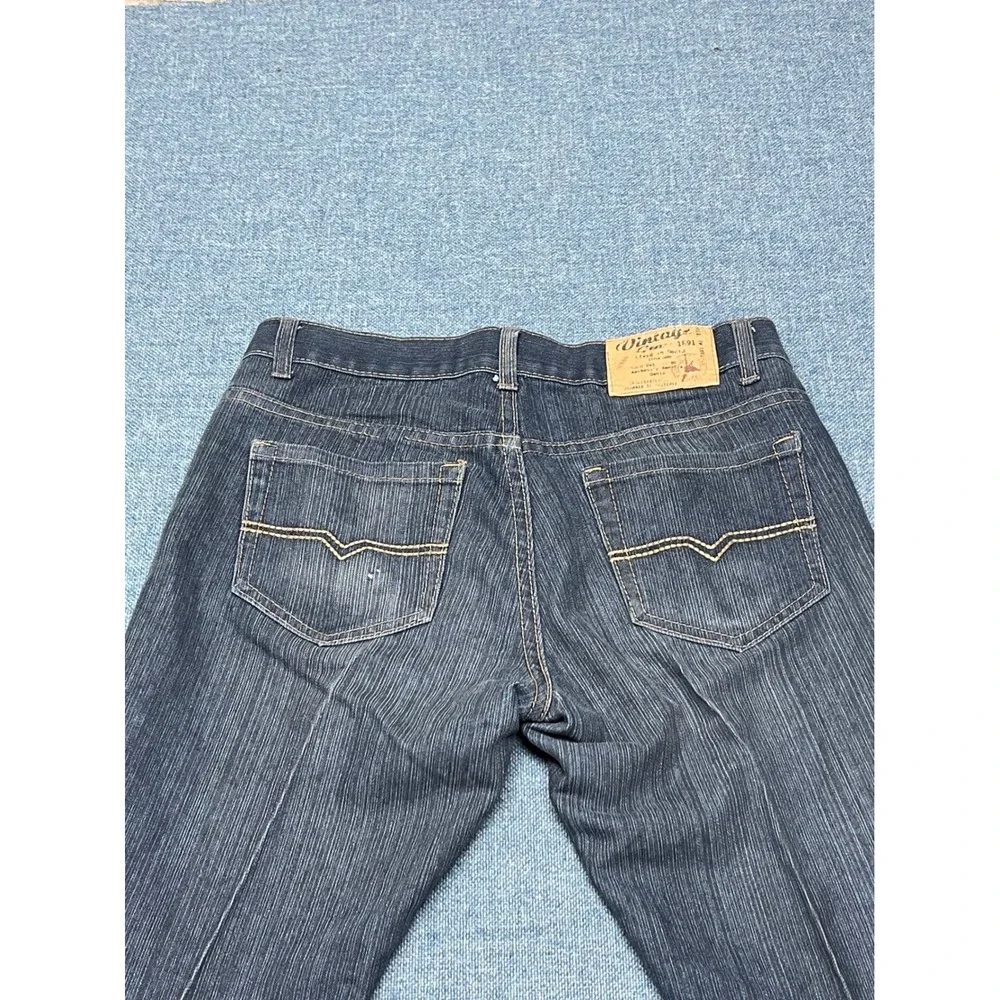 Vintage Genes 1891 Slim Straight Jeans Mens 30x30 Dark Wash Denim Frayed Hem